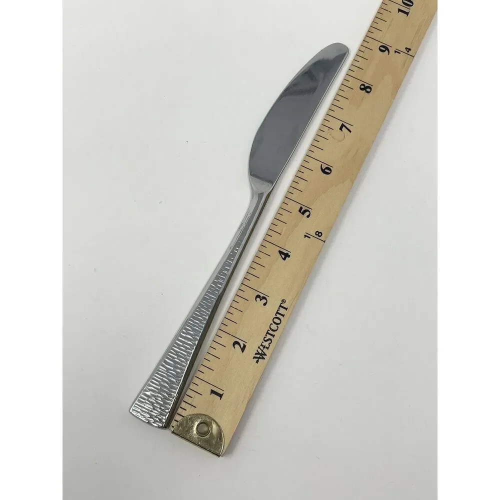 Gorham BISCAYNE Dinner Knives 18/10 Stainless Flatware Hammered 8 7/8” Set Of 4